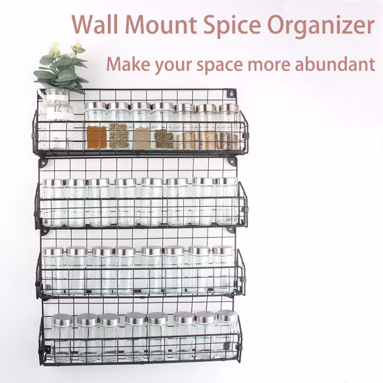 Acessórios de cozinha 4 camadas para montagem em parede Spice/organizador de rack de armazenamento