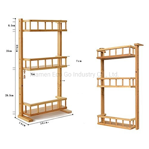 Adjustable Bamboo Storage Rack Wall Mount Spice Rack Refrigerator Side Rack