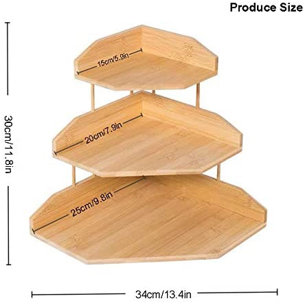 3 Tier Bamboo Spice Rack Corner Shelves Standing Pantry Shelf for Kitchen Counter Storage Bathroom Countertop Storage Organizer Desk Bookshelf Rack