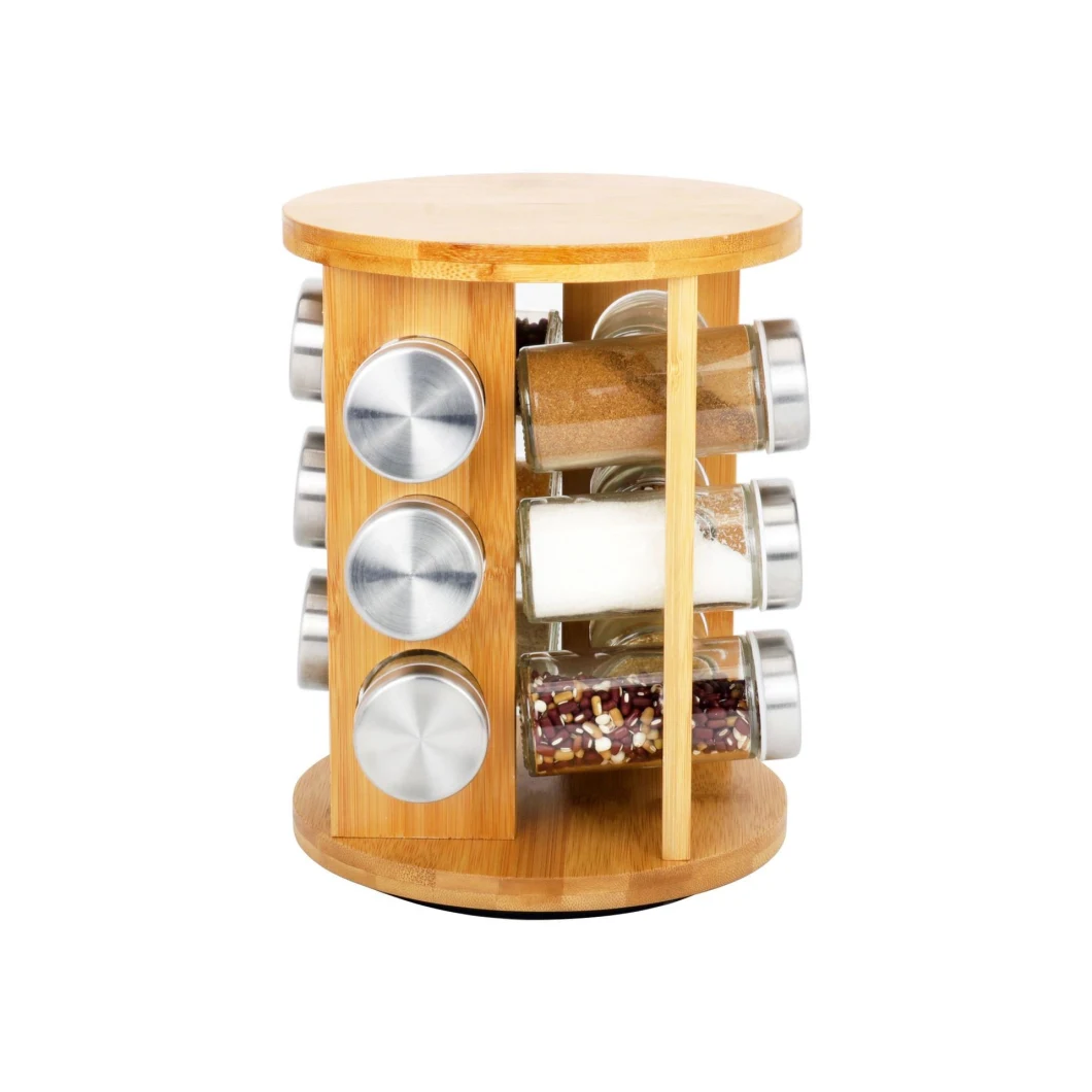 Round Revolving Seasoning Rack with 12 Jars, Countertop Spice Rack Kitchen Organizer Esg16340